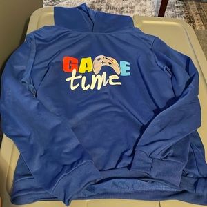 Gamer Game Time Boy - Size 8 Long sleeve blue hoodie, shirt